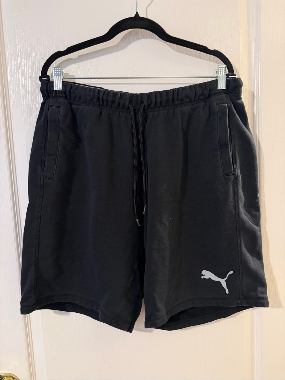Puma Black Athletic Fleece Shorts with Logo
